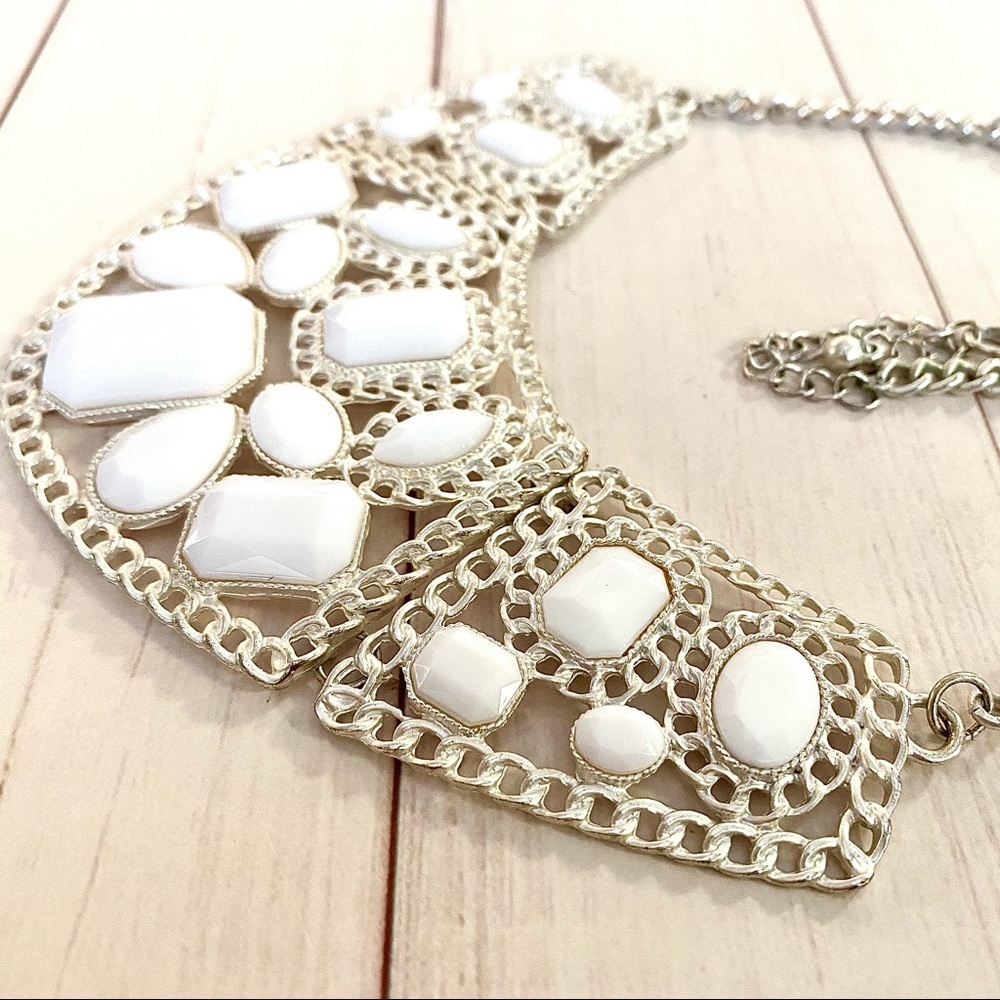 White Statement Necklace - image 4